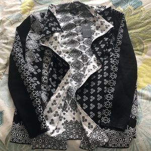 Lucky Brand Patterned Open Waterfall Front Cardi